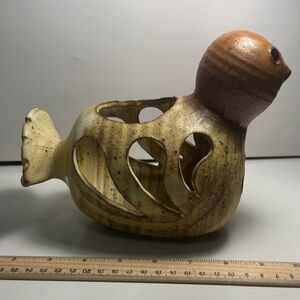 Vintage 8" Pottery Bird Candle Holder Figurine